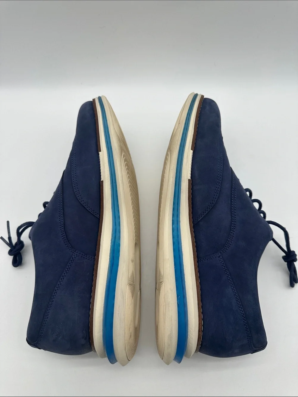 Cole Haan Original Grand Navy Nubuck Wingtip Oxfords with Blue Sole Accents